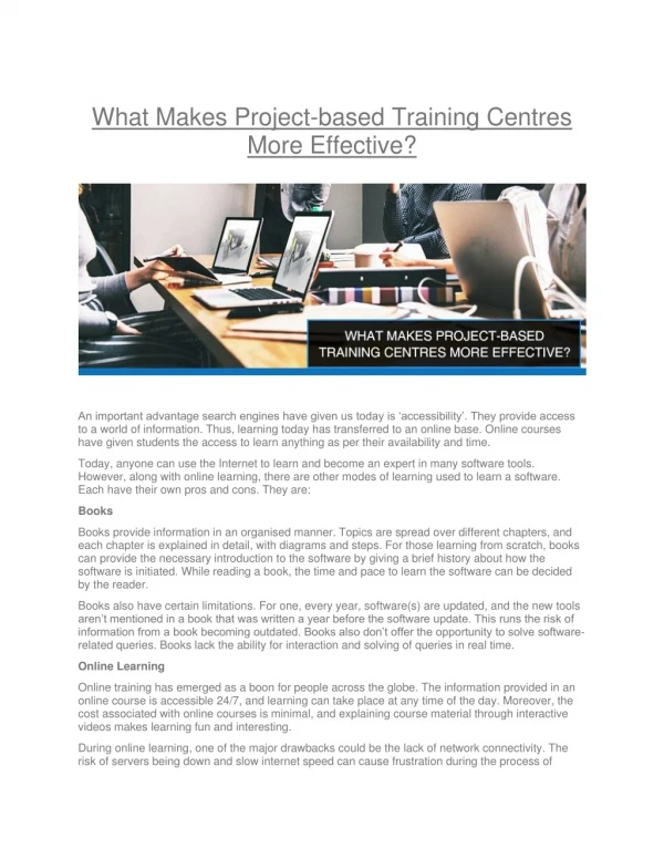 What Makes Project-based Training Centres More Effective?