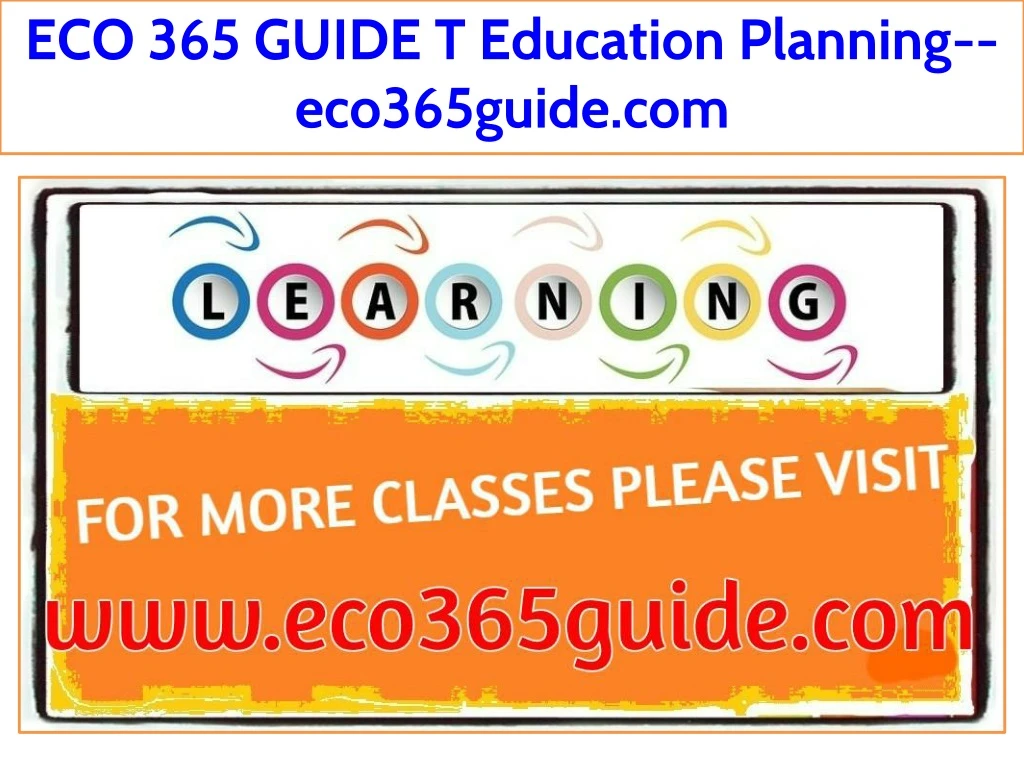 eco 365 guide t education planning eco365guide com