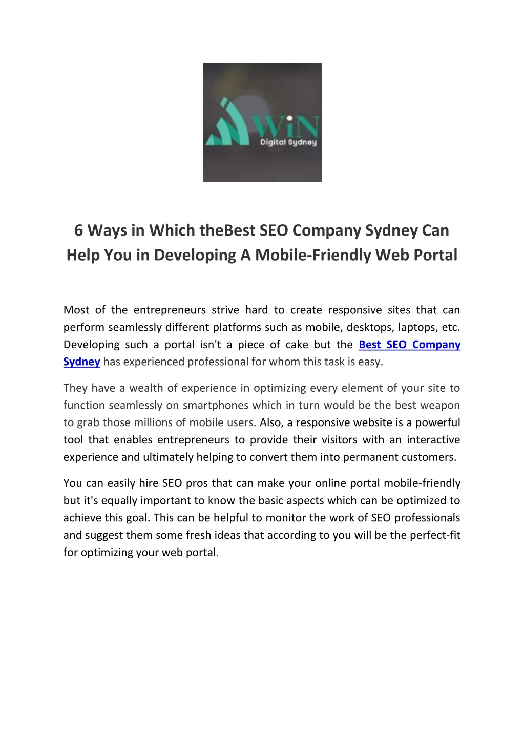 6 ways in which thebest seo company sydney