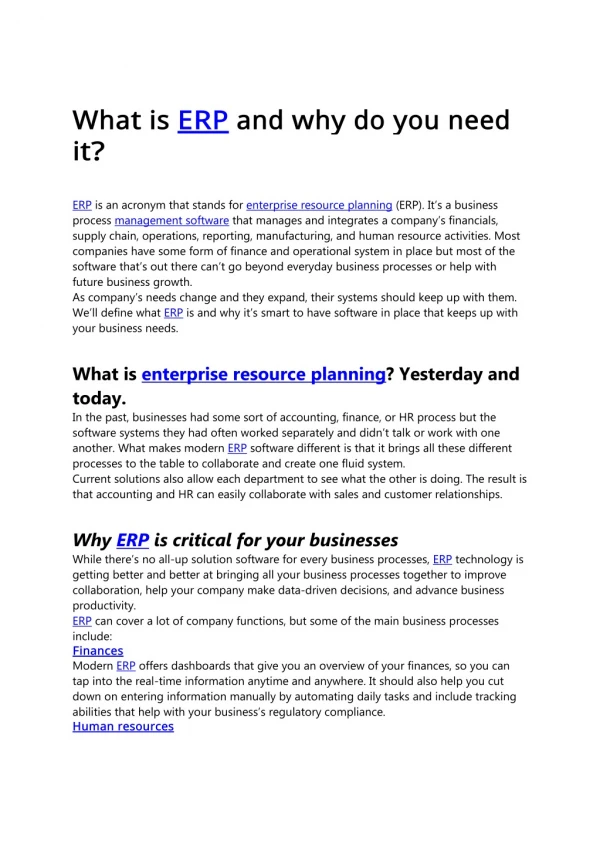 What is ERP and why do you need it?