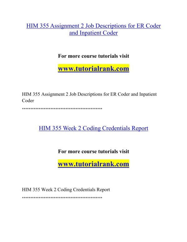HIM 355 Effective Communication - tutorialrank.com