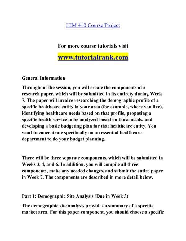 HIM 410 Effective Communication - tutorialrank.com