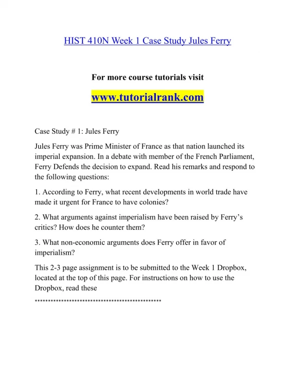 hist 410n week 1 case study jules ferry