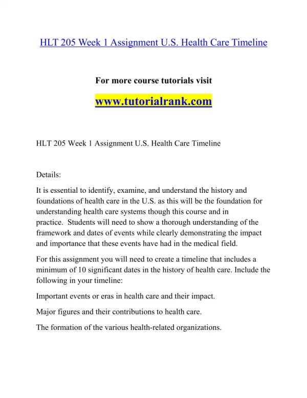 HLT 205 Effective Communication - tutorialrank.com