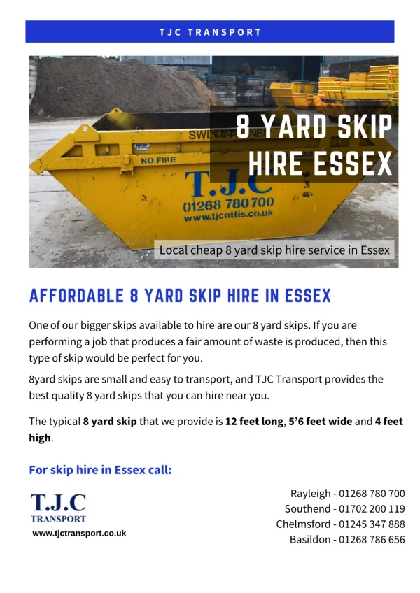 8 Yard Skip Hire Essex