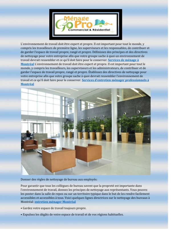 l environnement de travail doit tre expert