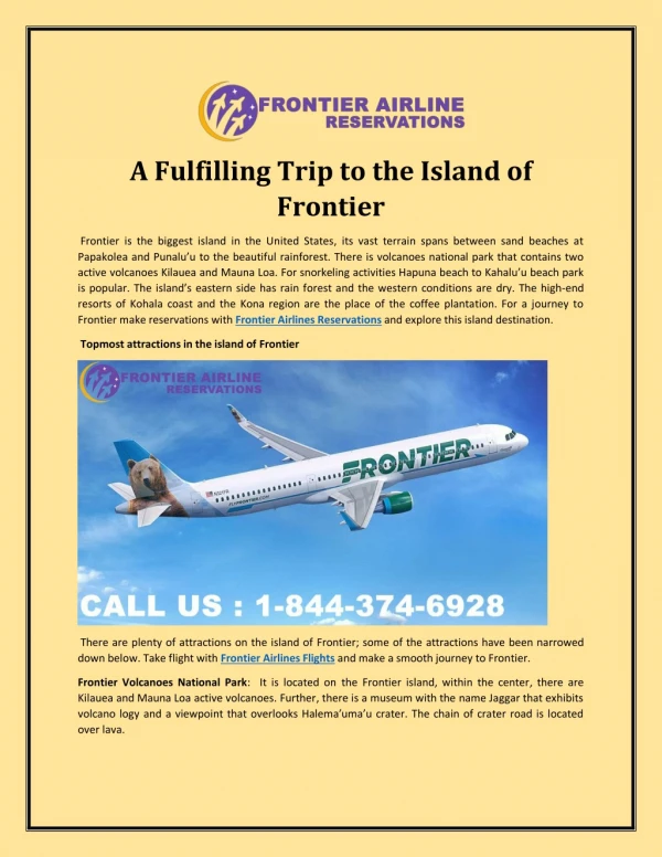 A Fulfilling Trip to the Island of Frontier Airlines