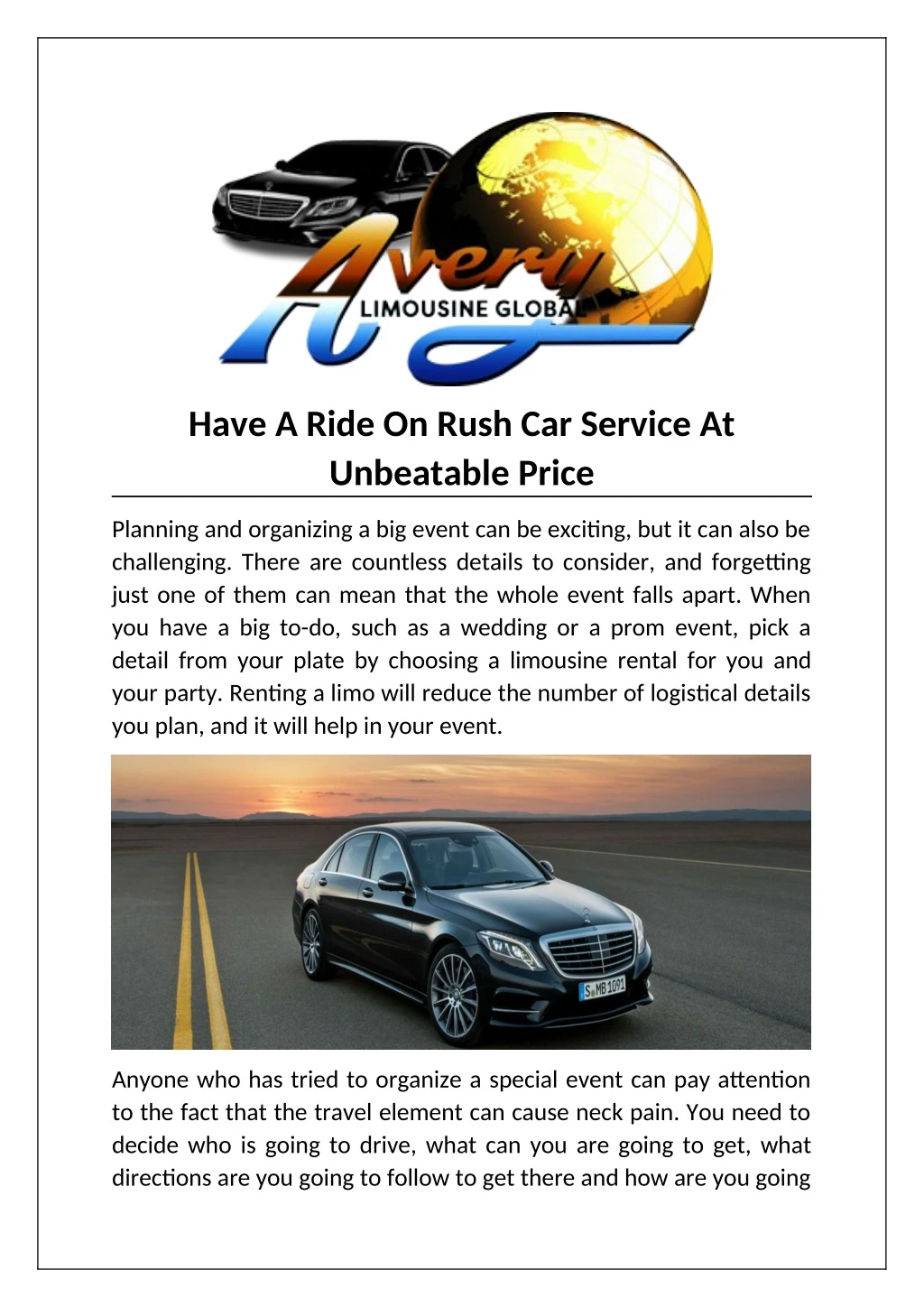 have a ride on rush car service at unbeatable