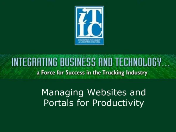 Managing Websites and Portals for Productivity