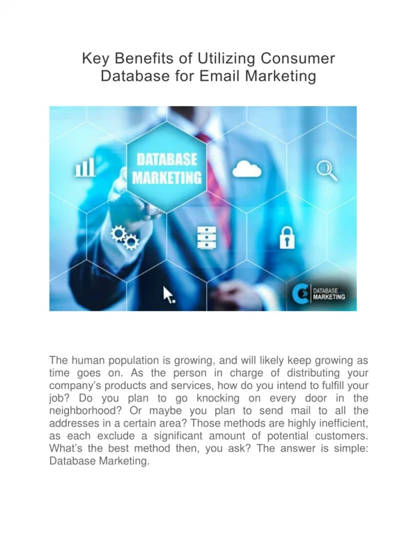Key Benefits of Utilizing Consumer Database for Email Marketing