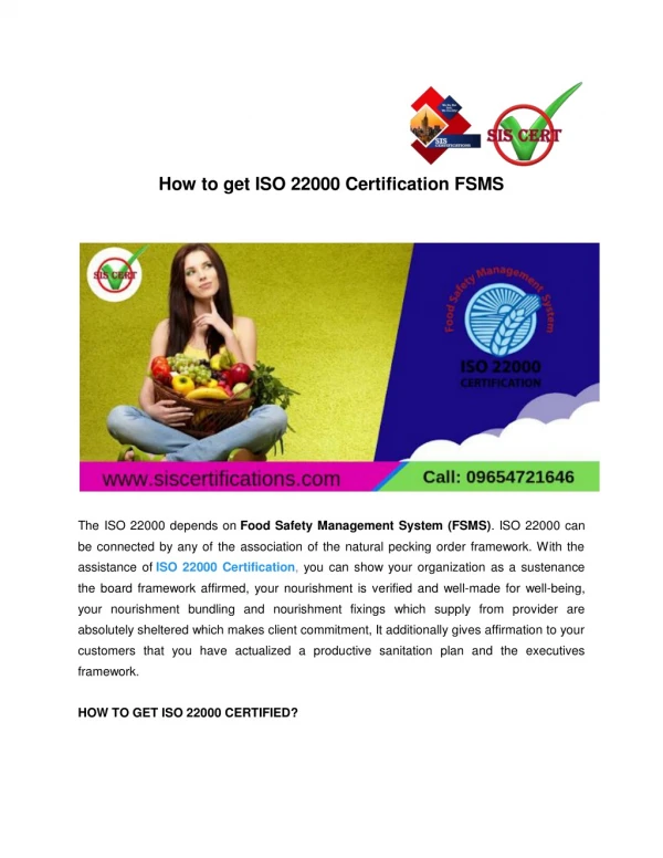 How to get ISO 22000 Certification FSMS