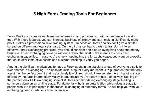 5 High Forex Trading Tools For Beginners