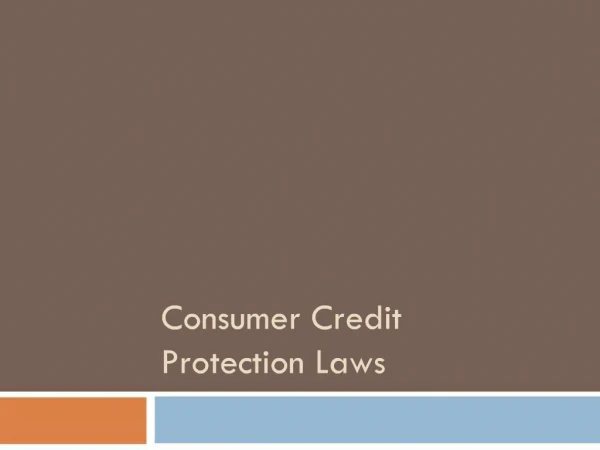Consumer Credit Protection Laws