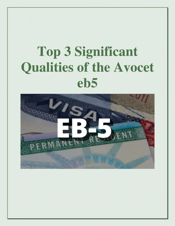 Top 3 Significant Qualities of the Avocet eb5