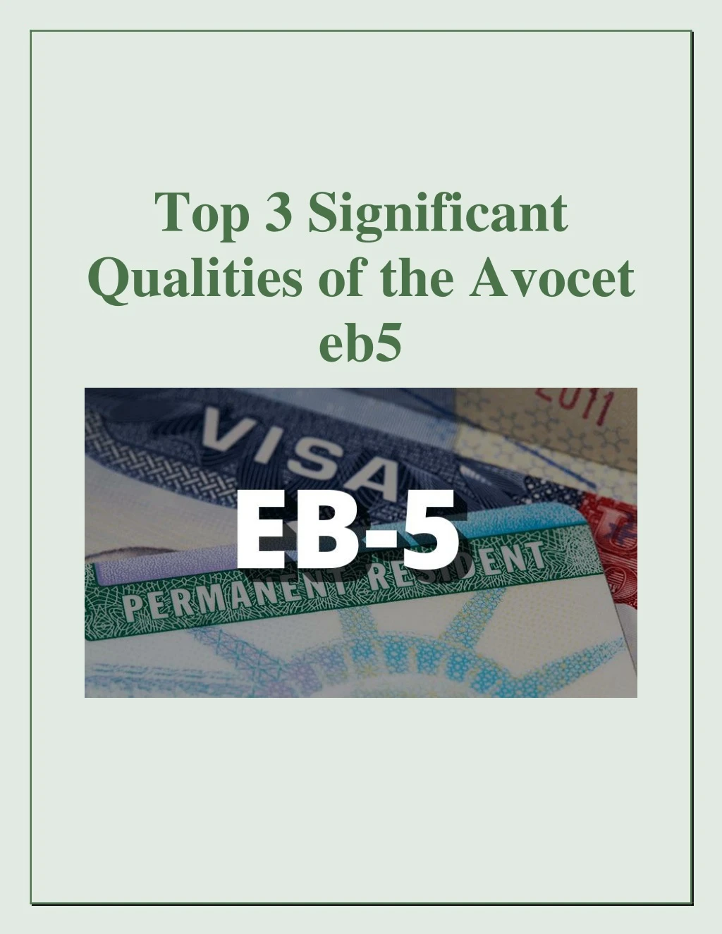 top 3 significant qualities of the avocet eb5