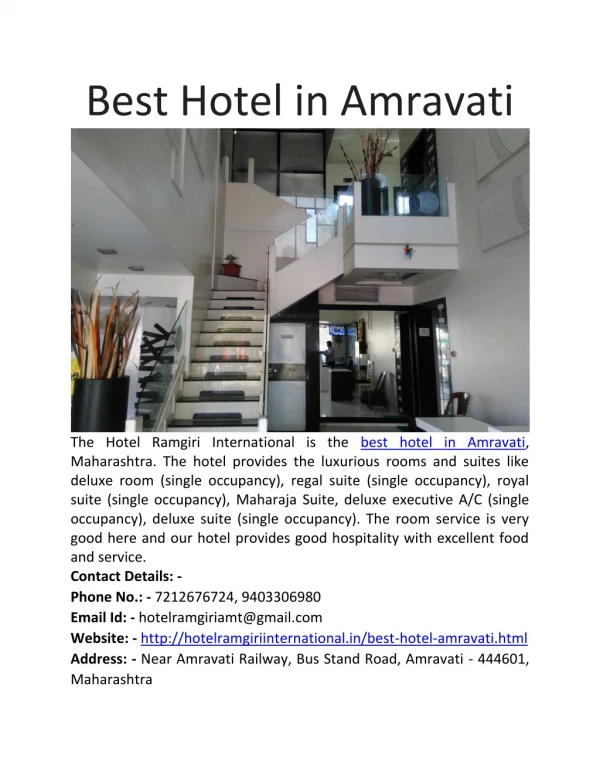 Best Hotel in Amravati