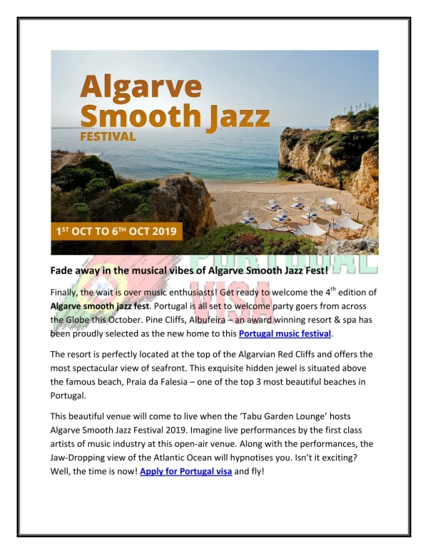 Fade away in the musical vibes of Algarve Smooth Jazz Fest!
