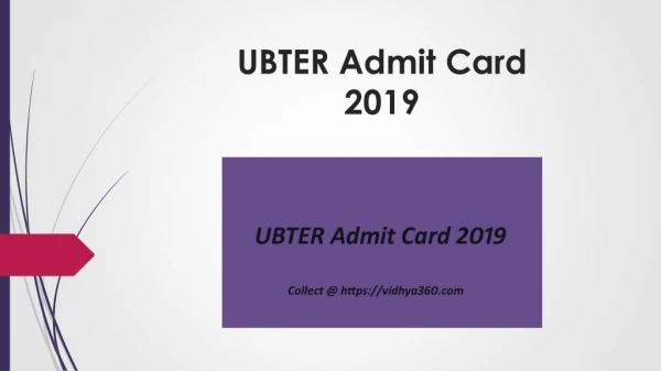 UBTER Admit Card 2019, How To Download ubter.in Group D Hall Ticket ?