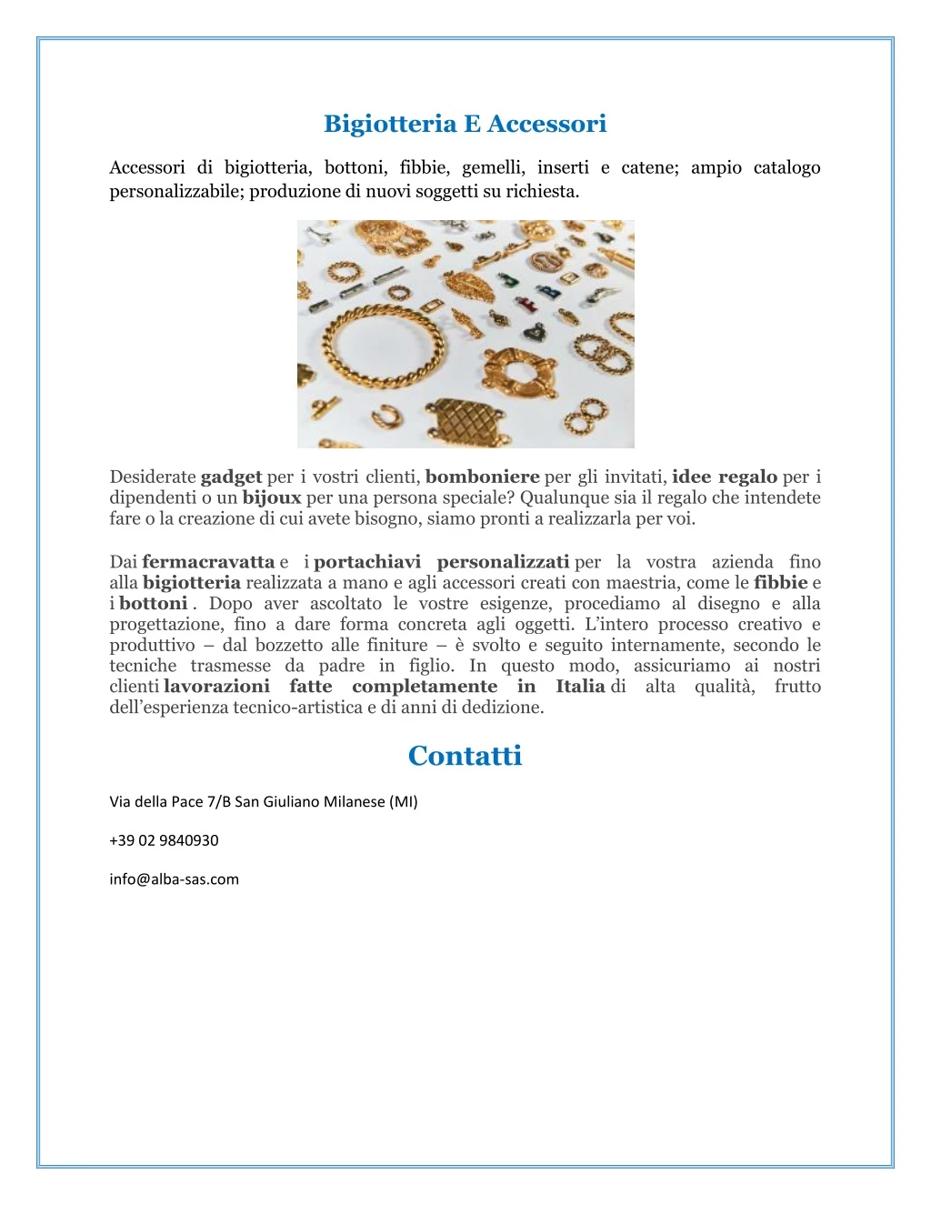 bigiotteria e accessori