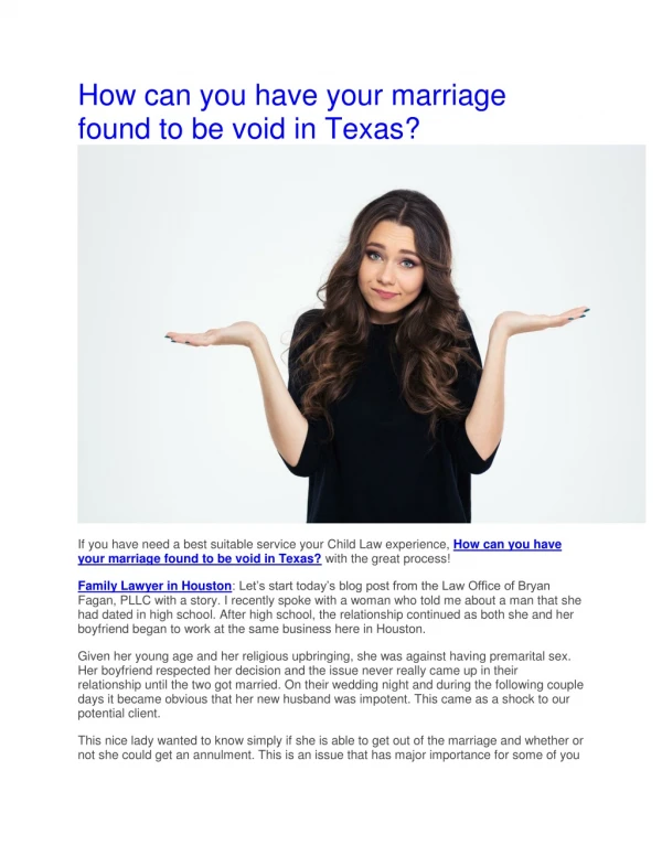 How can you have your marriage found to be void in Texas?