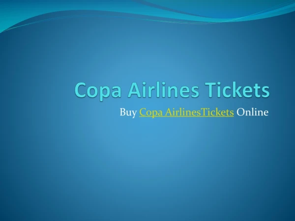 Book Copa Airlines Tickets