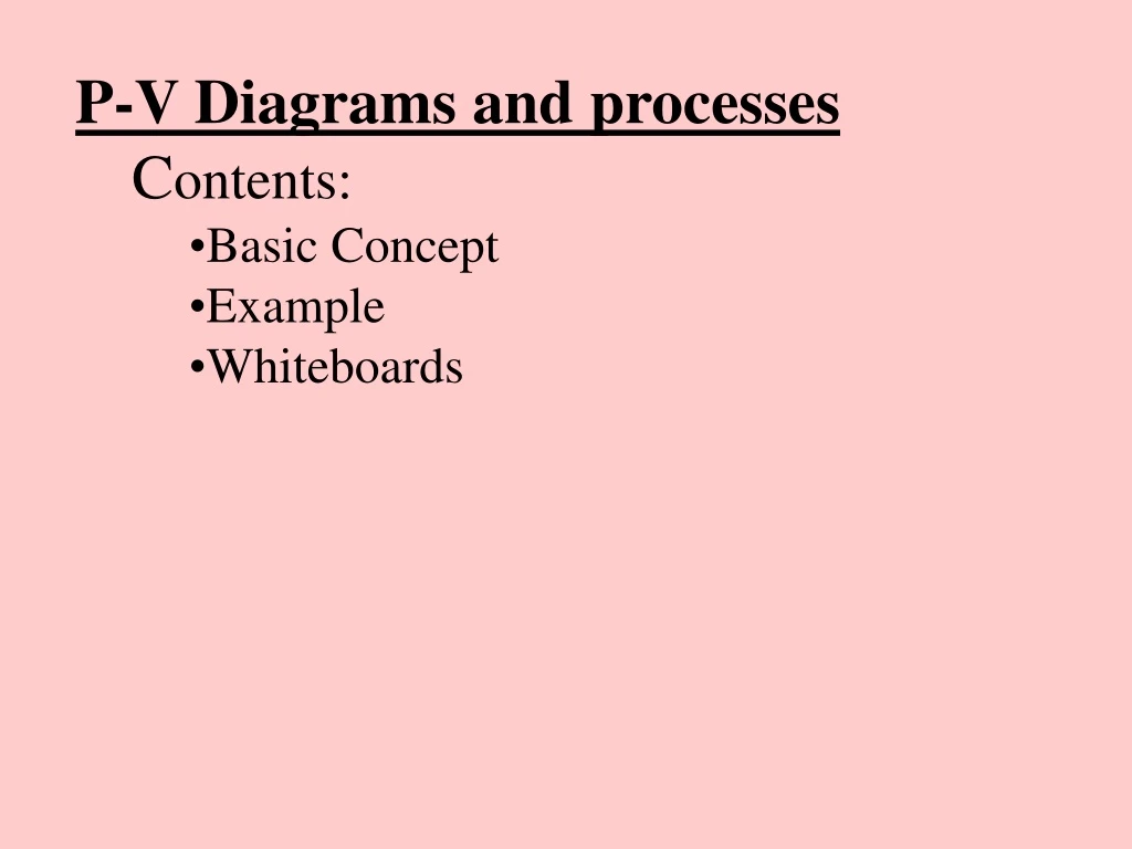 p v diagrams and processes c ontents basic