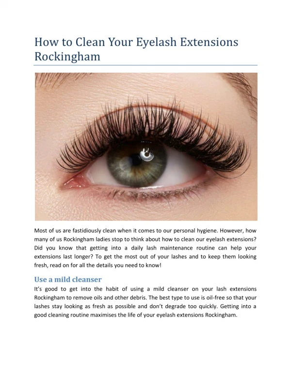 How to Clean Your Eyelash Extensions Rockingham