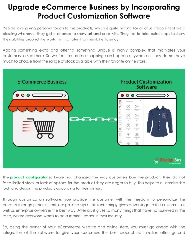 Upgrade eCommerce Business by Incorporating Product Customization Software