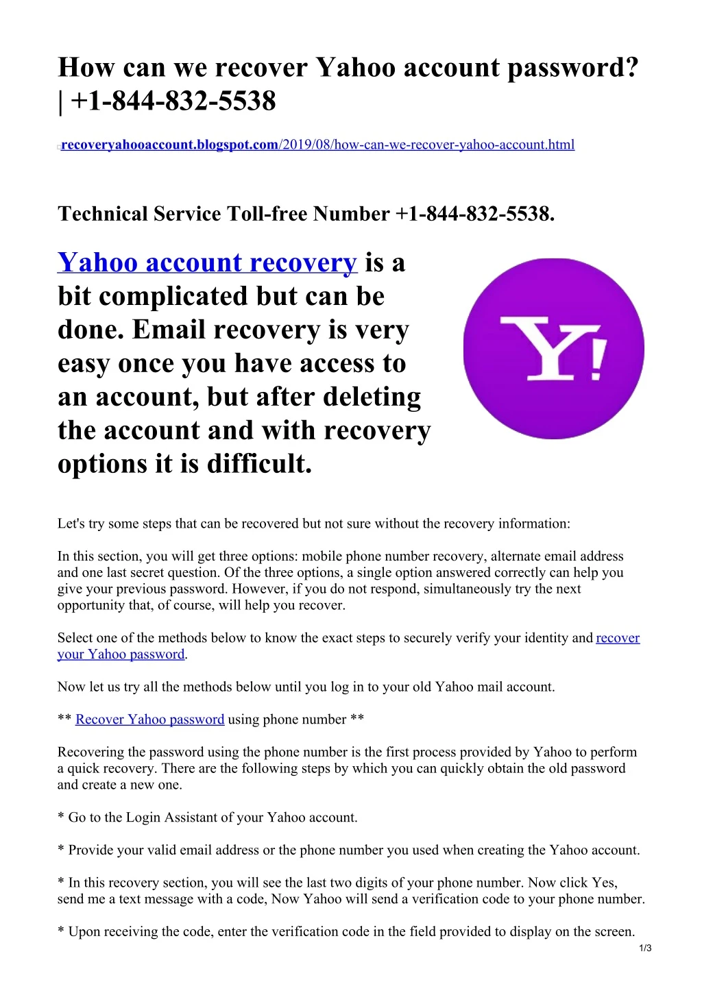how can we recover yahoo account password