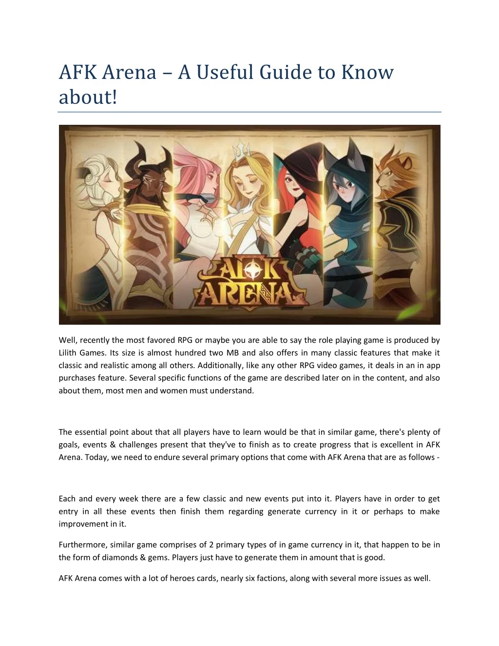 afk arena a useful guide to know about