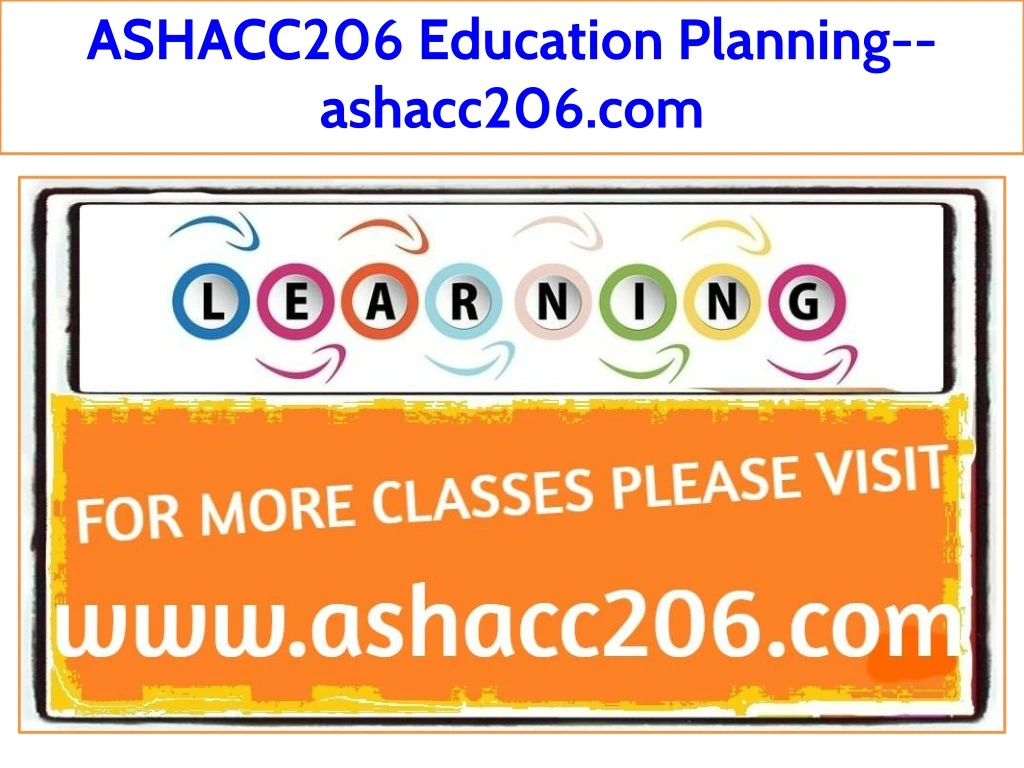 ashacc206 education planning ashacc206 com