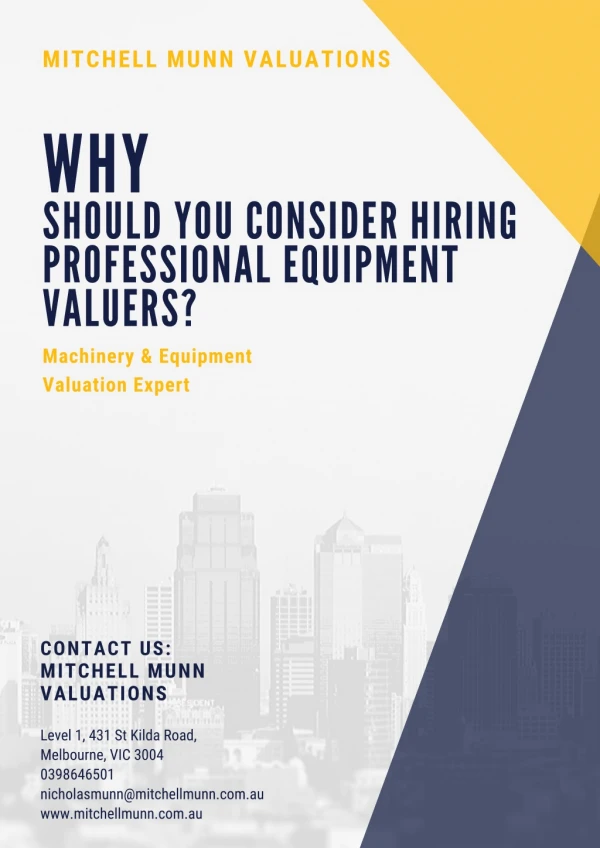 Why Should You Consider Hiring Professional Equipment Valuers?