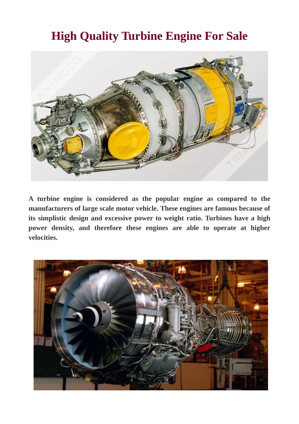 high quality turbine engine for sale