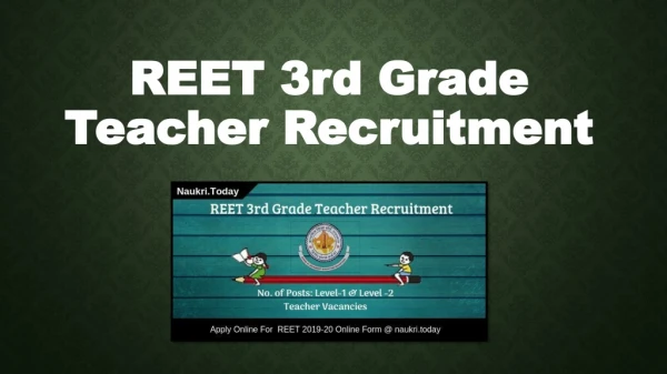 REET 3rd Grade Teacher Recruitment 2019 Online Form & Exam Date