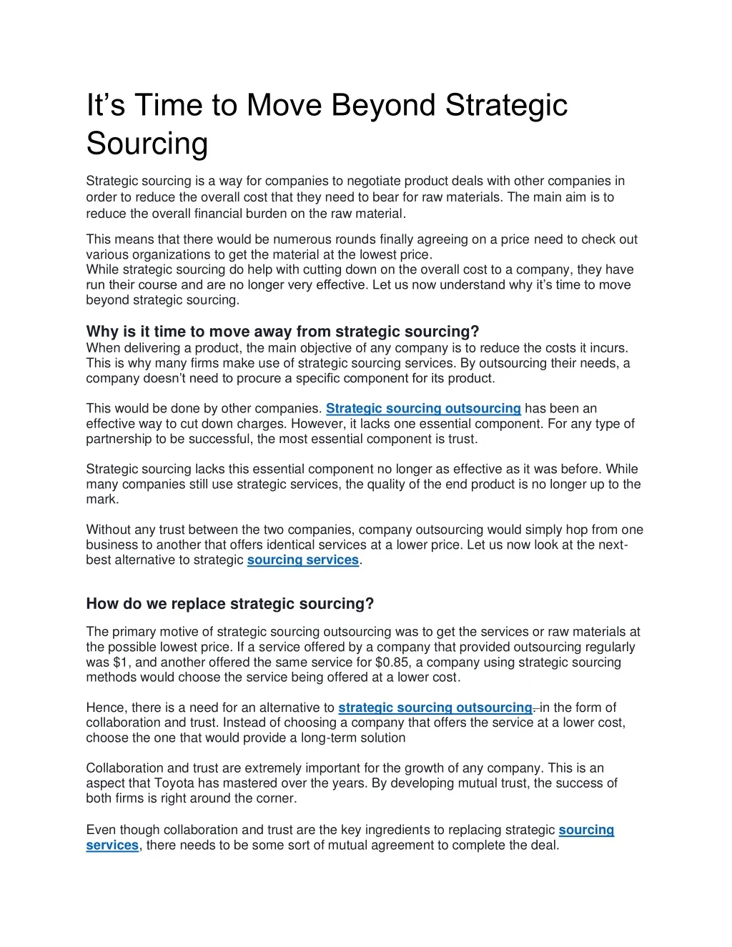 it s time to move beyond strategic sourcing
