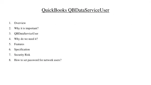 QuickBooks QBDataServiceUser | Why Do You Need It