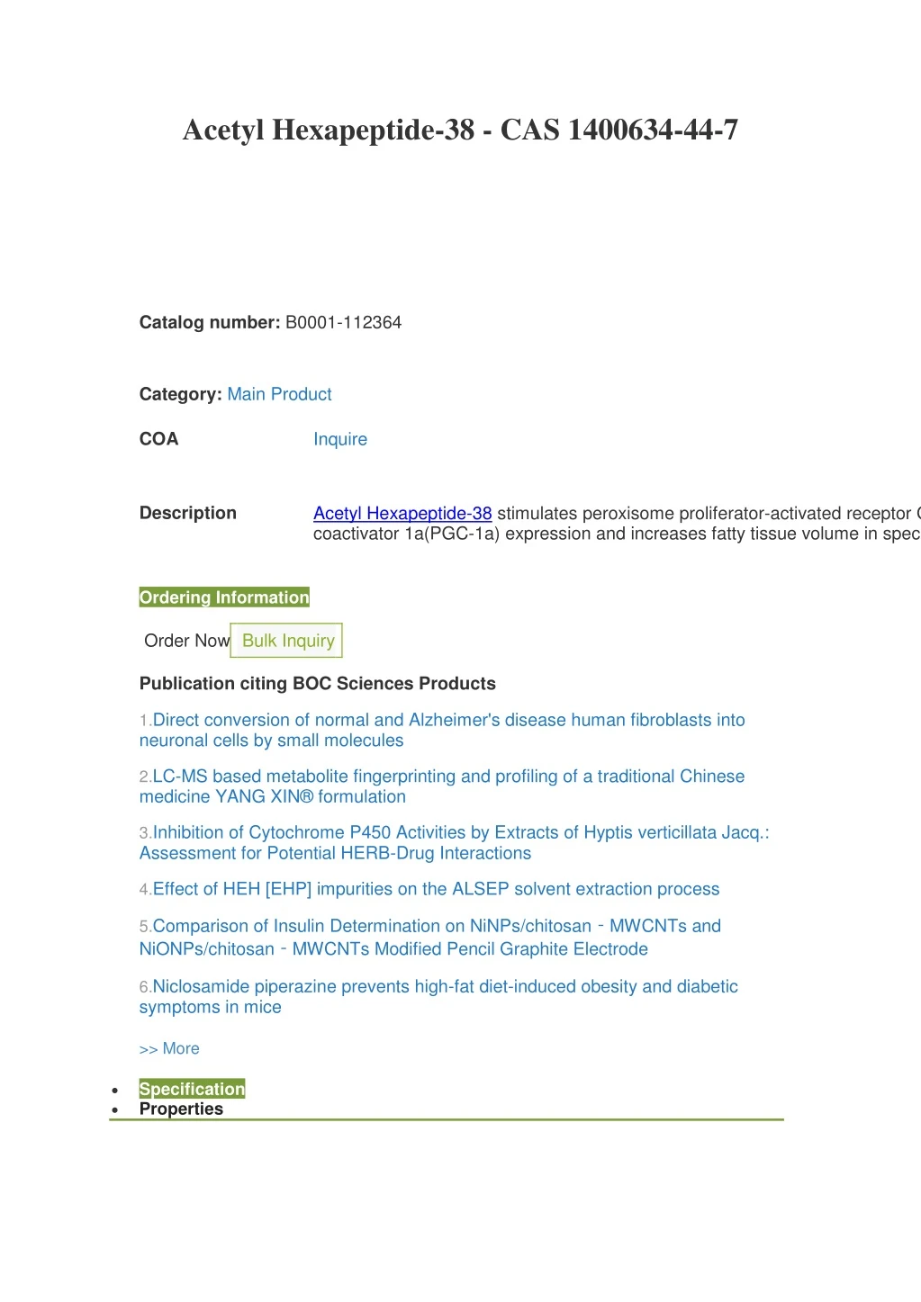 acetyl hexapeptide 38 cas 1400634 44 7