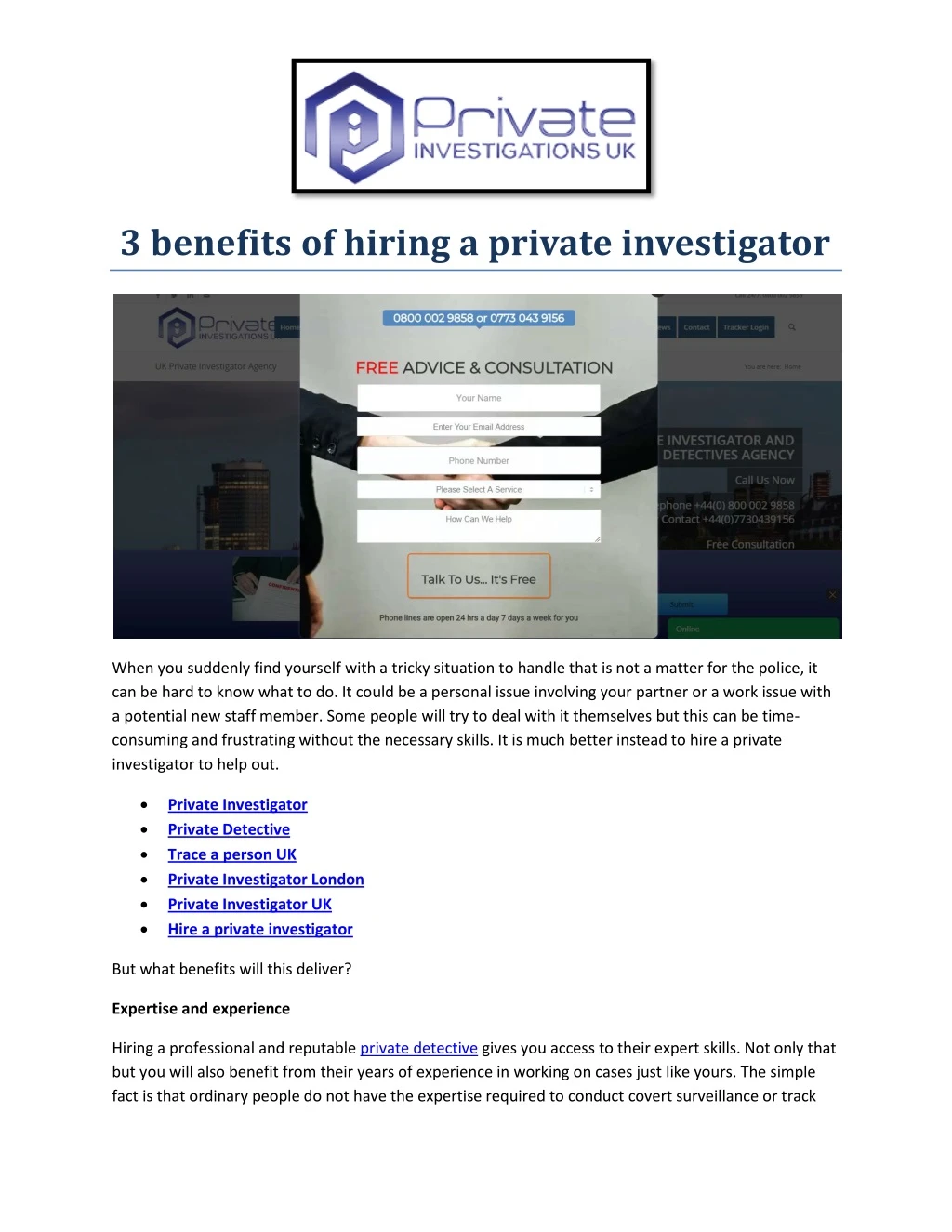 3 benefits of hiring a private investigator