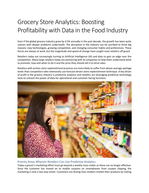 Grocery Store Analytics: Boosting Profitability with Data in the Food Industry