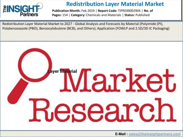 Redistribution Layer Material Market 2019 Competitive Analysis, Huge Growth and Forecasts to 2027