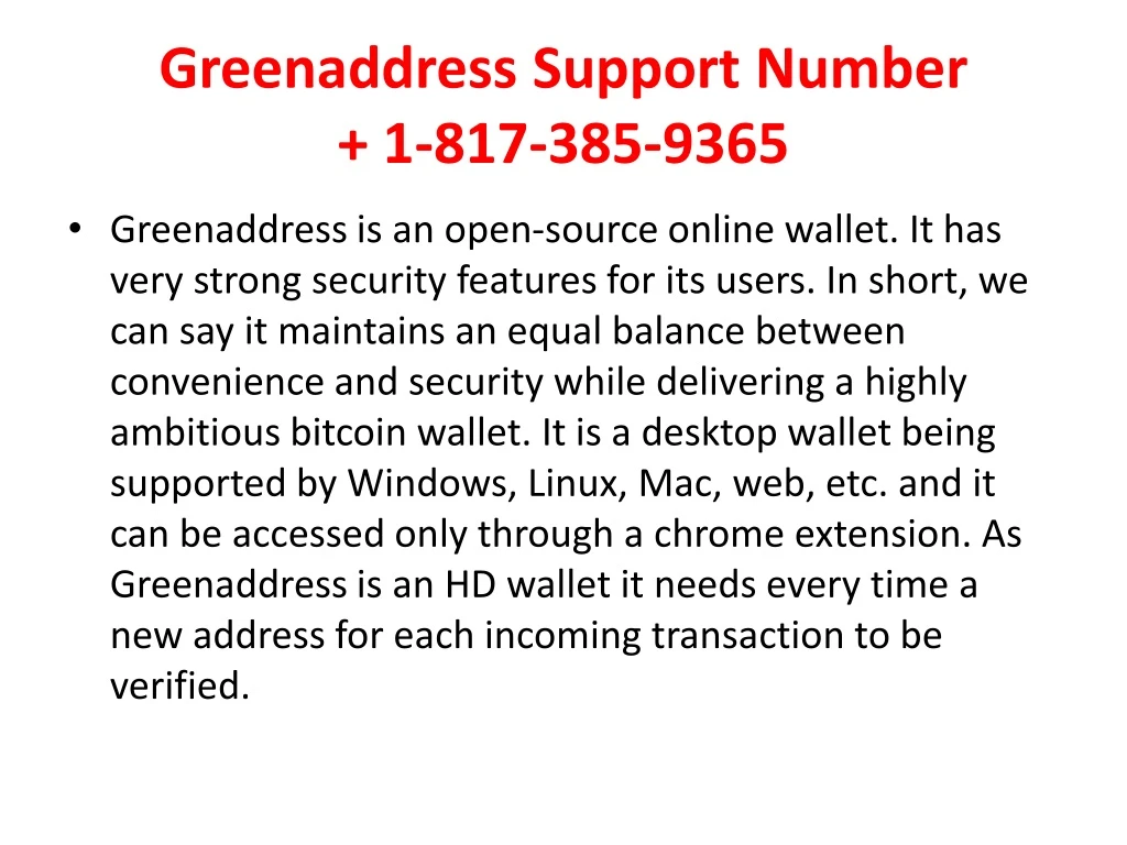 greenaddress support number 1 817 385 9365