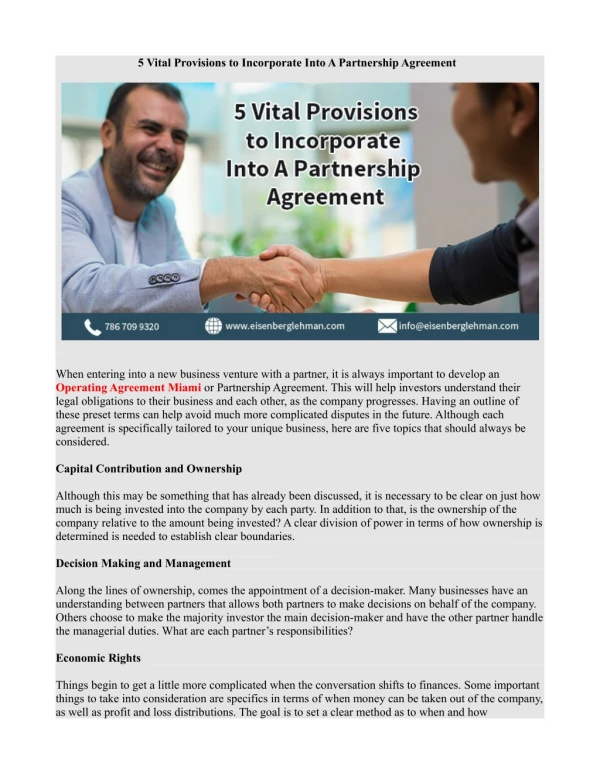 5 Vital Provisions to Incorporate Into A Partnership Agreement