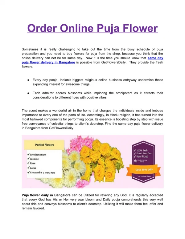 Order Online Puja Flower