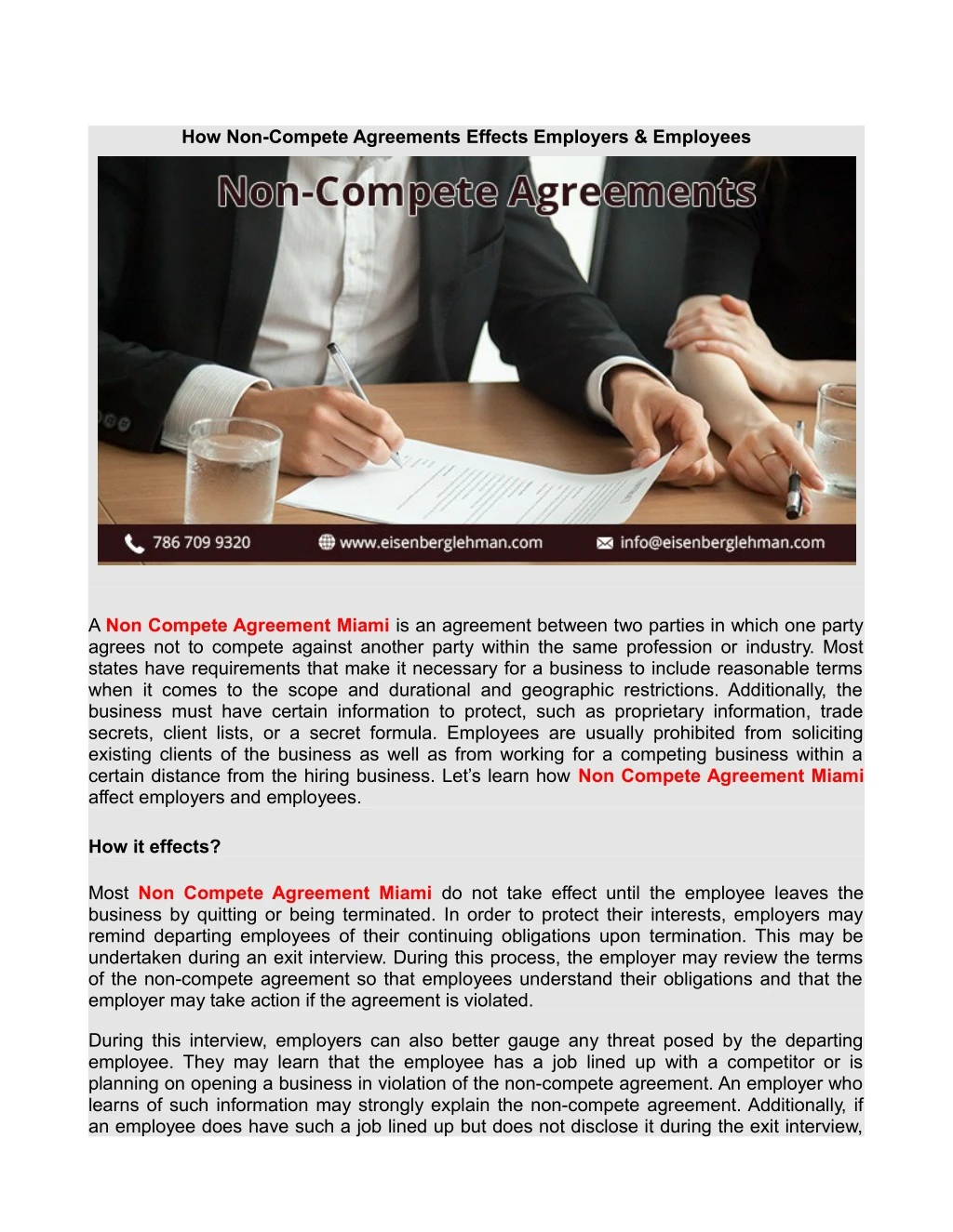 how non compete agreements effects employers