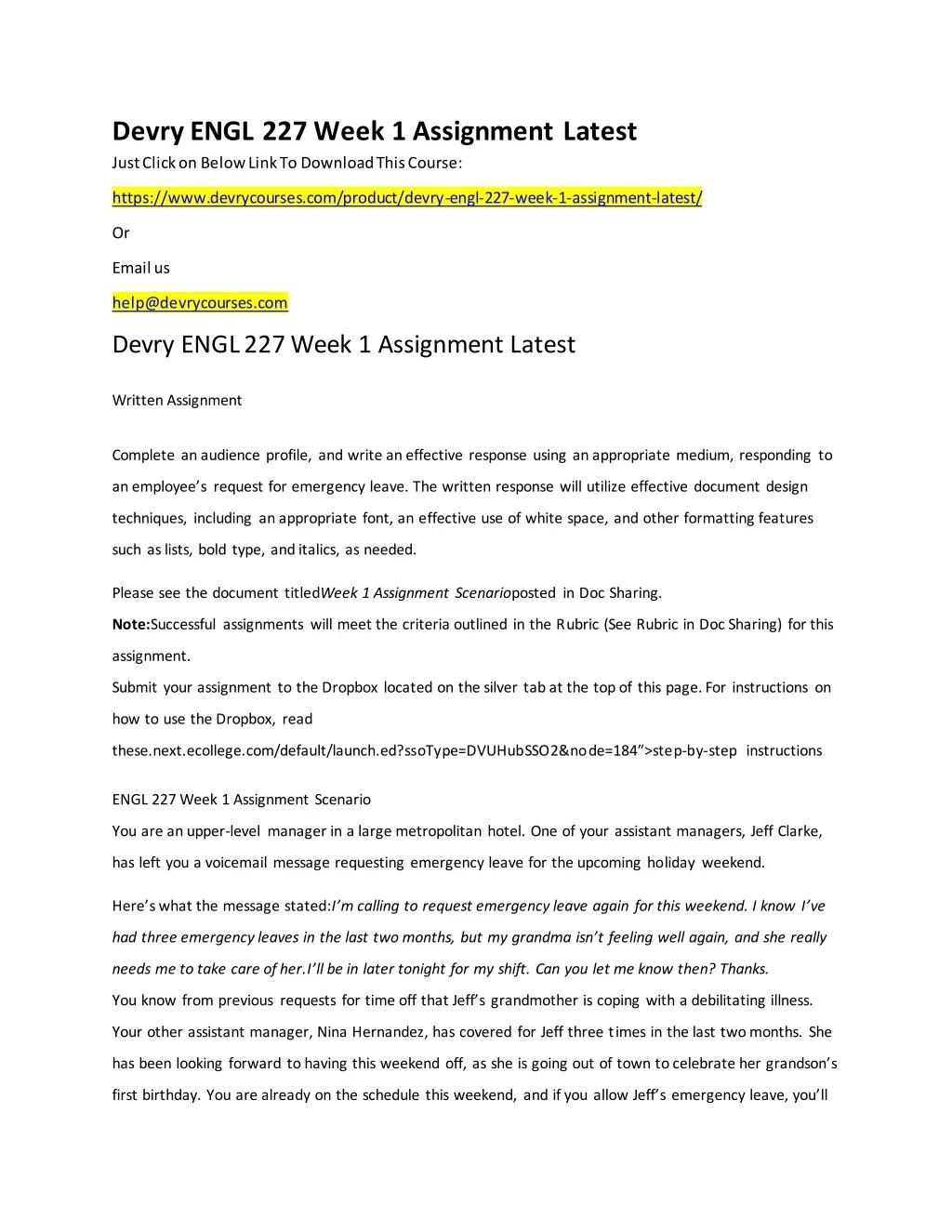 devry engl 227 week 1 assignment latest just