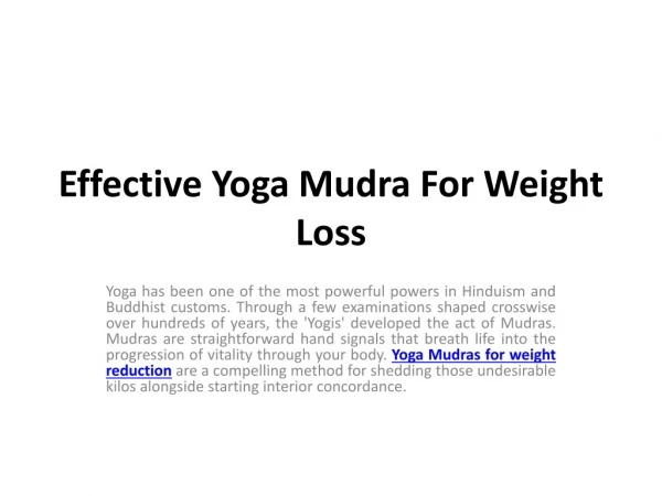 Effective Yoga Mudra For Weight Loss