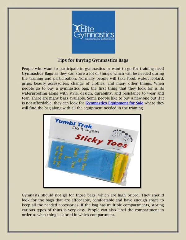 Tips for Buying Gymnastics Bags