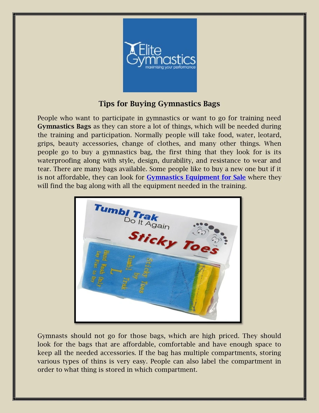 tips for buying gymnastics bags