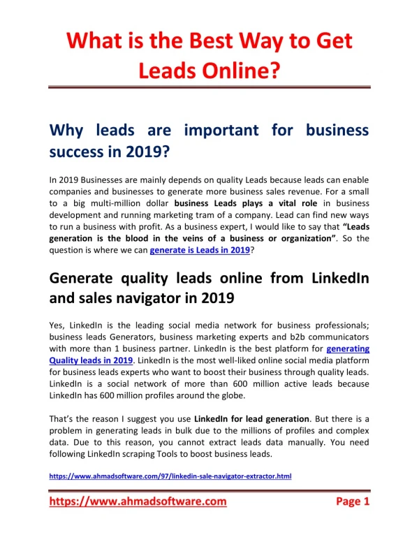 Extract quality leads online from LinkedIn with LinkedIn sale navigator extractor