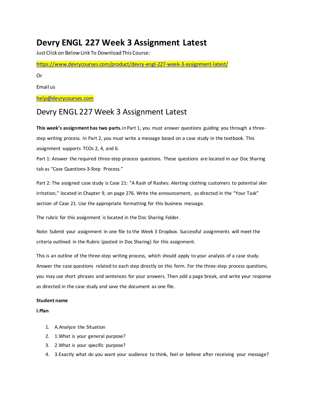 devry engl 227 week 3 assignment latest just
